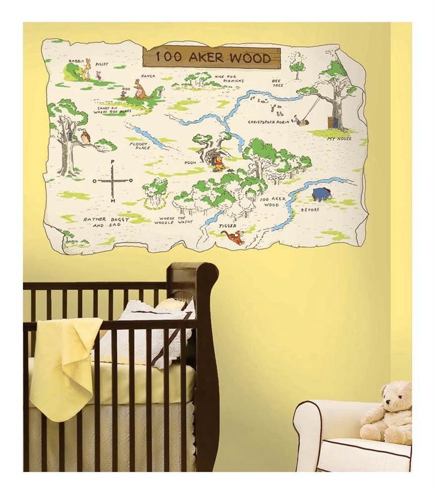 RoomMates Disney Winnie The Pooh 100 Aker Wood Map Giant Wall Sticker
