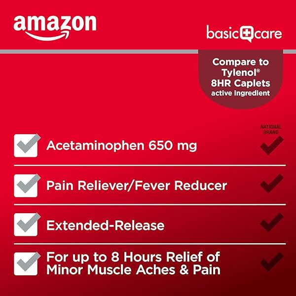 AMAZON BASIC CARE ACETAMINOPHEN EXTENDED-RELEASE TABLETS, 650 MG, 100 COUNT (PACKAGING MAY VARY)