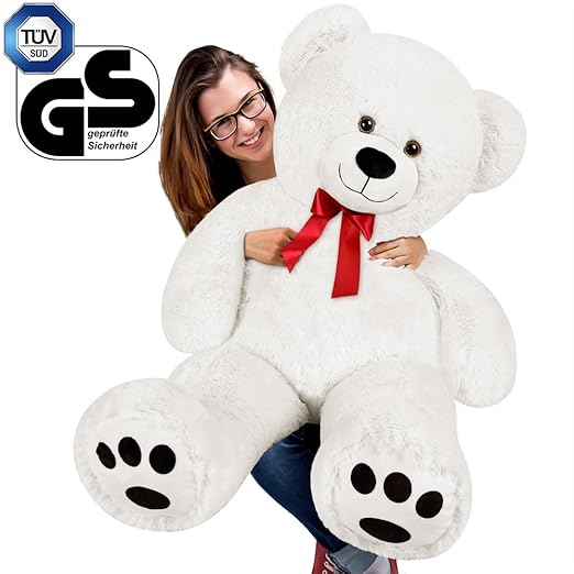 title=Orsacchiotto gigante di peluche "Coccole" XL 100cm bianco 100% poliestere- Orso