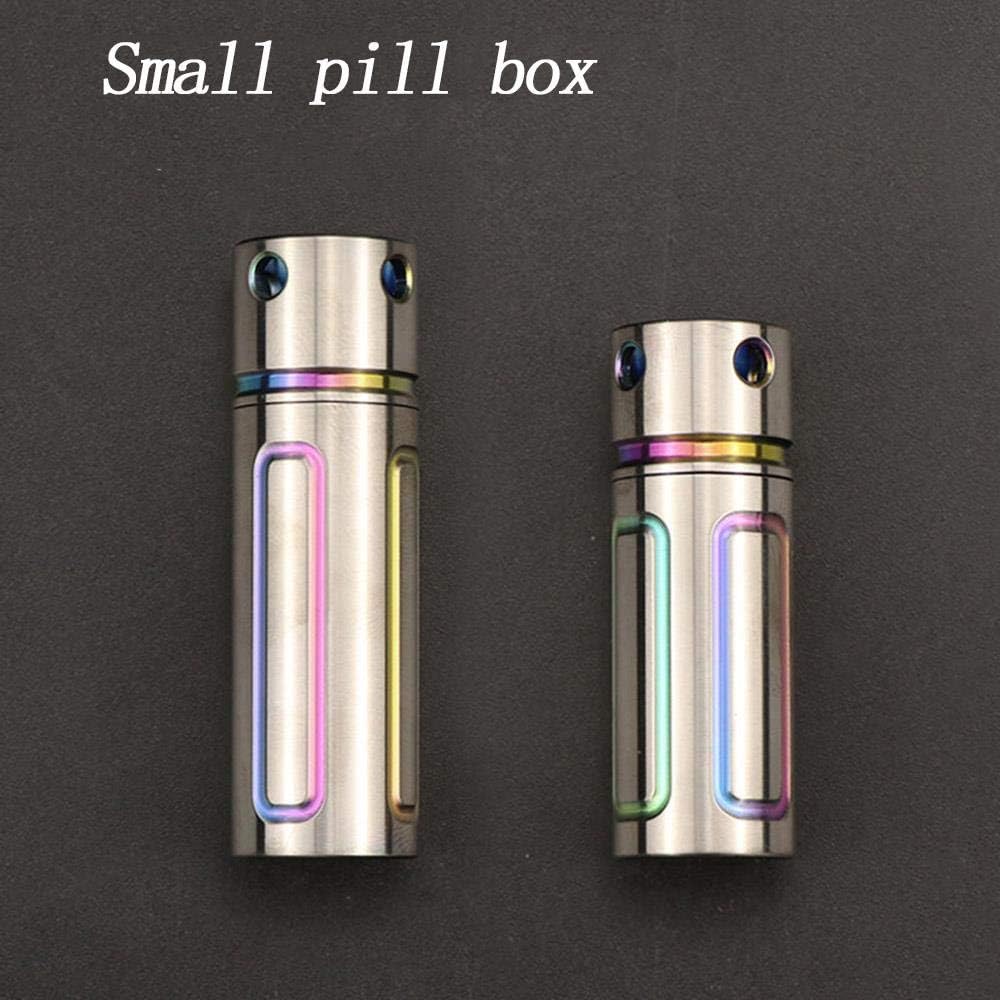 Keychain Pill Holder,Portable Titanium Waterproof Pill Box Container,Mini Pill Case for Outdoor Travel Purse or Pocket(2PCS), C