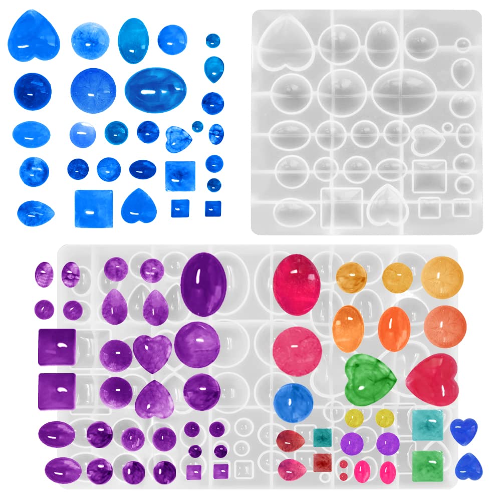 FineGood 2 Pcs Jewellery Resin Moulds, Silicones Moulds for Resin Gem Jewellery Epoxy Casting Resin Mould for DIY Pendants, Earring, Jewellery Making