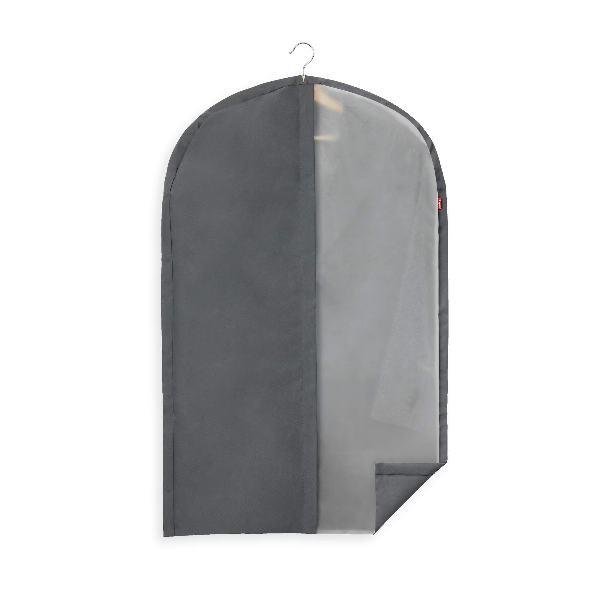 Rayen - Wardrobe clothes cover. Zip-up hanging suit cover. Dress cover resistant to dust, moisture and moths. 60 x 100 cm. Dark Grey/Translucent