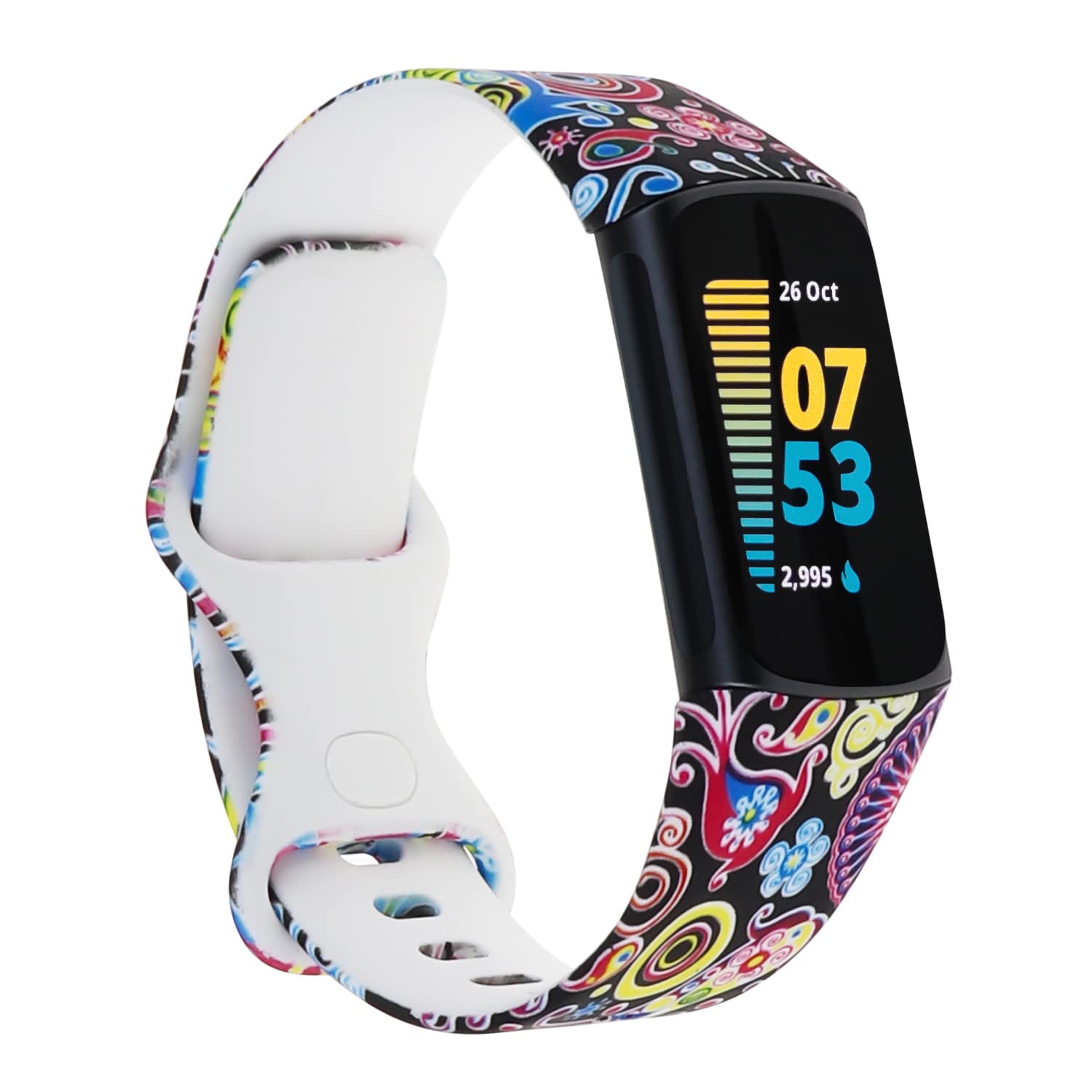 Baaletc Sport Silicone Strap Compatible with Fitbit Charge 5 Strap/Fitbit Charge 6 Strap, Waterproof Soft Adjustable Breathable Sport Bands for Charge 5 Strap/Charge 6 Strap, Small Large