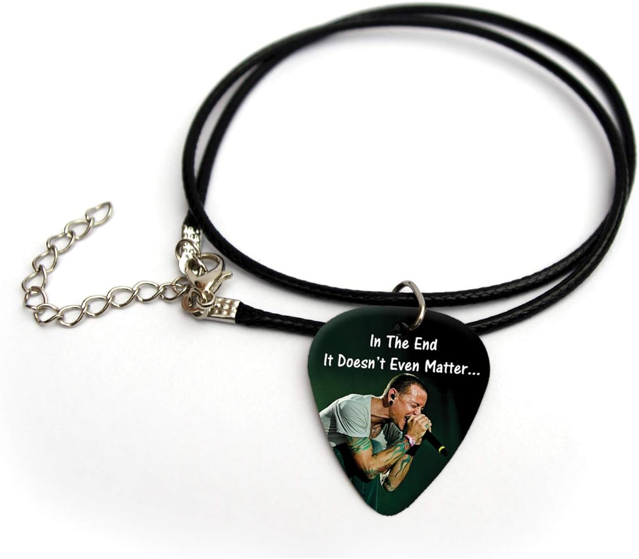 Chester Bennington Printed signature guitar pick plectrum cord necklace 18" FC