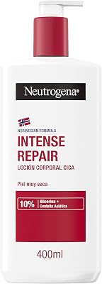 Fórmula Noruega Loción Corporal CICA Reparación intensa para piel seca (400 ml), crema hidratante corporal reparadora con centella asiática