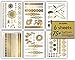 Terra Tattoos Gold Metallic Tattoo Flash Sheets Designs of Feathers, Sun, Flowers & more! Face Tattoos for Women Waterproof Nontoxic Long Lasting 75+ Designs for Vacation, Festivals Parties – Gold