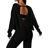 UNIANKIYA Open Back Workout Tops for Women Long Sleeve Cropped Athletic Clothes Gym Running Yoga Low Impact Sports T Shirts
