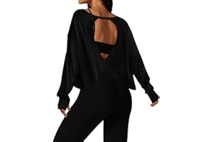 UNIANKIYA Open Back Workout Tops for Women Long Sleeve Cropped Athletic Clothes Gym Running Yoga Low Impact Sports T Shirts