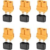 ELFCULB XT60 Connector,XT60H Plug Female with Sheath Housing for RC Battery Amass Connector Device Replace (6Pcs)