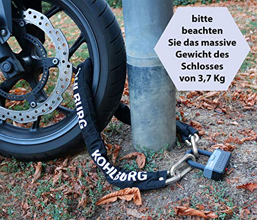 KOHLBURG massives Kettenschloss 120cm lang & 12mm stark mit höchster Sicherheitsklasse 10/10 - Schloss für Motorrad… – Bild 4