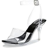 NBUUNBU Clear Heels For Women Transparent Strappy Platform Sandals Ankle Strap High kitten Heel Sexy Slingback Stiletto Comfortable Dress Shoes Open Toe Slip On Mules Pump