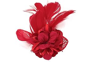 SONG QING Women's Fascinator Feather Flower Pin Brooch Corsage Bridal Hairband Derby Hat Cocktail Party Wedding