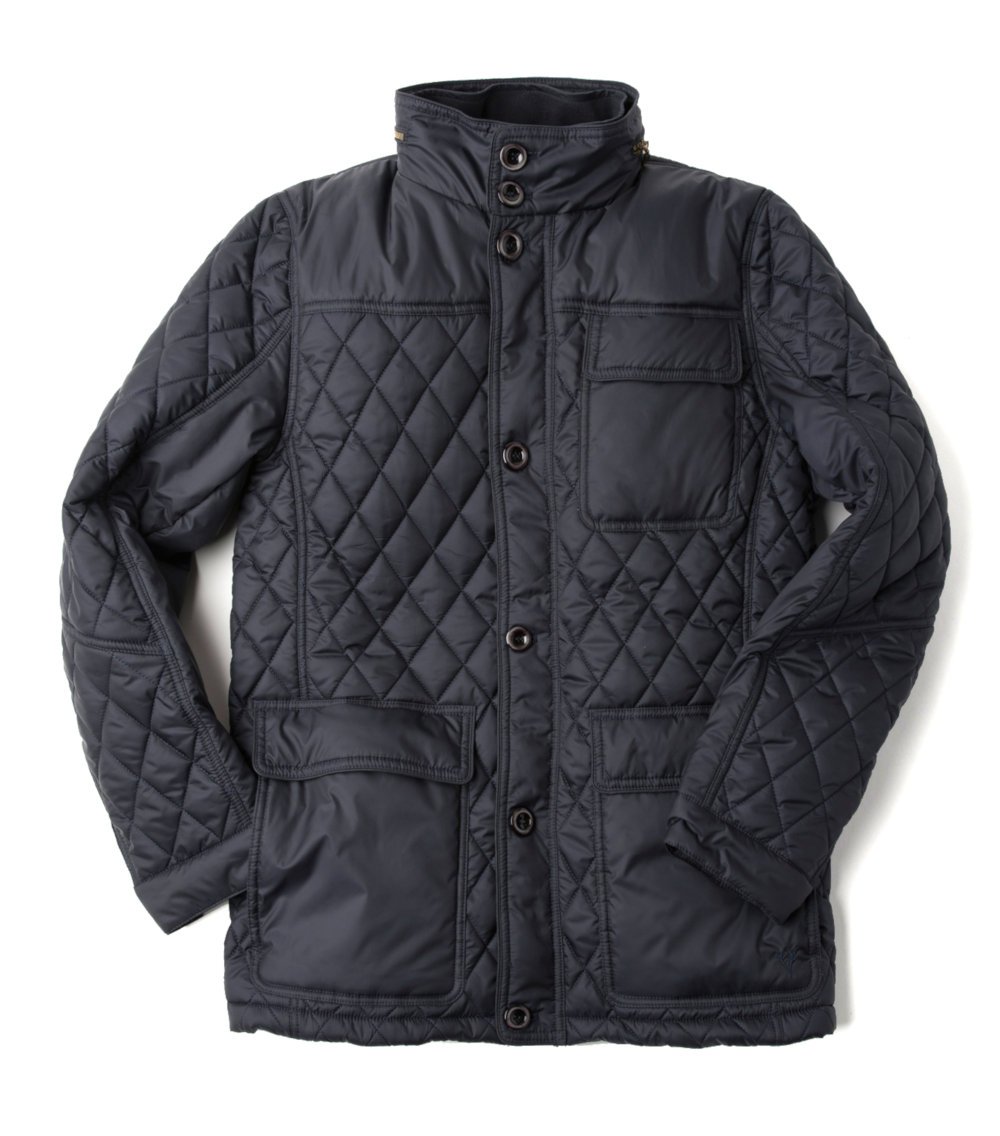 Vedoneire Mens Quilted Jacket 3081 Navy Dark Blue Diamond Quilt