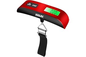 HotLife Digital Hanging Scale with Backlit for Luggage and Portable Scale for Travel, Suitcase Weight Scale with Rubber Paint, Auto-Off Function, 110 Pounds Maximum, Battery Included (Red)