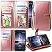 Harryshell Luxury 12 Card Slots Kickstand Shockproof PU Leather Wallet Flip Protective Case Cover with Wrist Strap for LG V20 (Rose Gold)