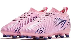 LIGVIV Boys Girls Soccer Cleats - Kids Dynamic Collar Football Shoes - Firm Ground Outdoor(Toddler/Little Kid/Big Kid)