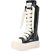 Wedorat Unisex Style High Top Round Toe Thick Bottom Platform Women Sneakers Zipper Plus Size All Match Fashion Western Punk Street Casual Shoes
