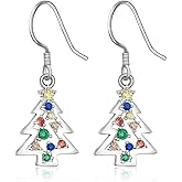 925 Sterling Silver Christmas Earrings Christmas Tree Earrings for Women Holiday Winter Xmas Jewelry Gifts for Women