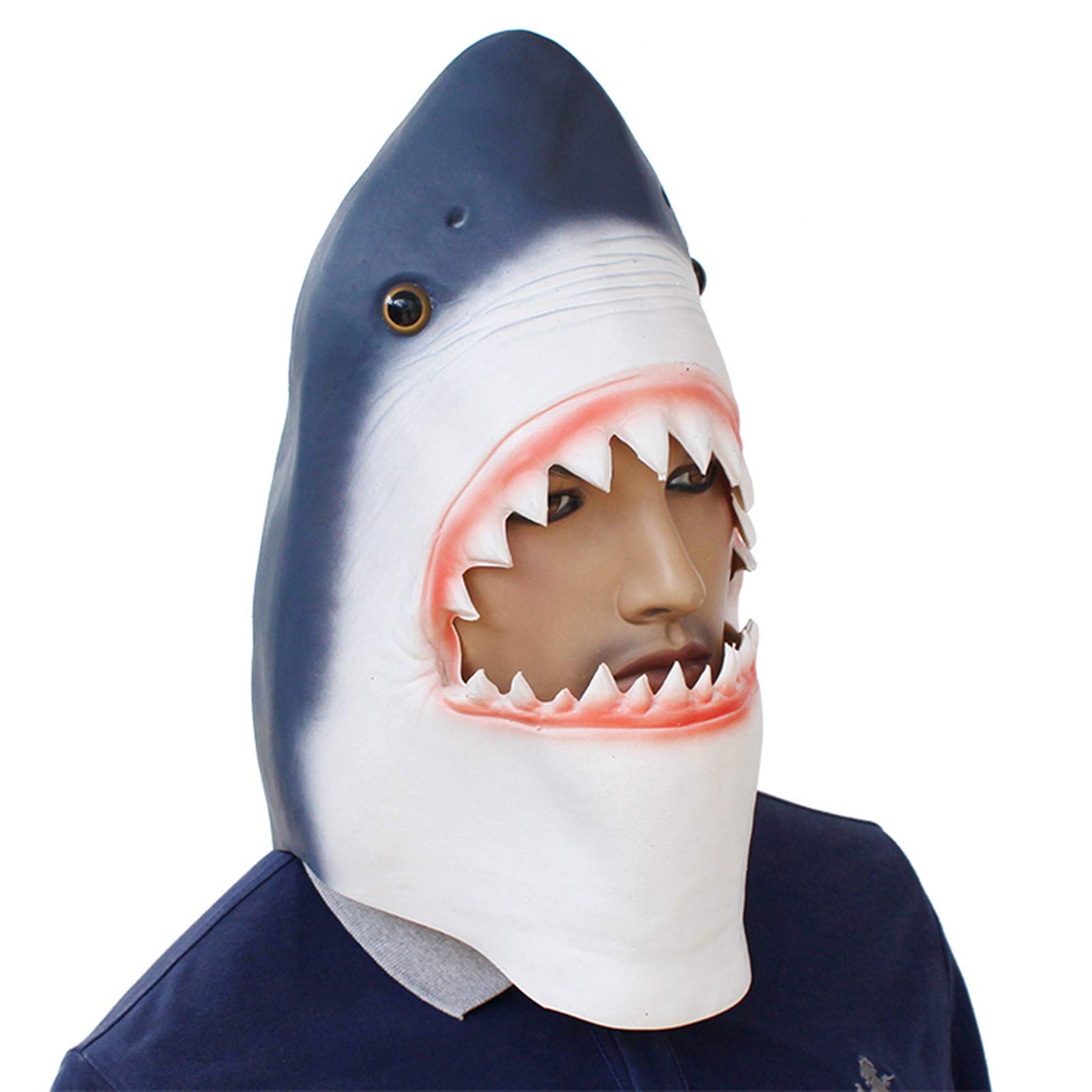 HAORONG Realistic Sea Animal Full Head Mask for Halloween Costume Party Carnival Cosplay Shark Mask Latex