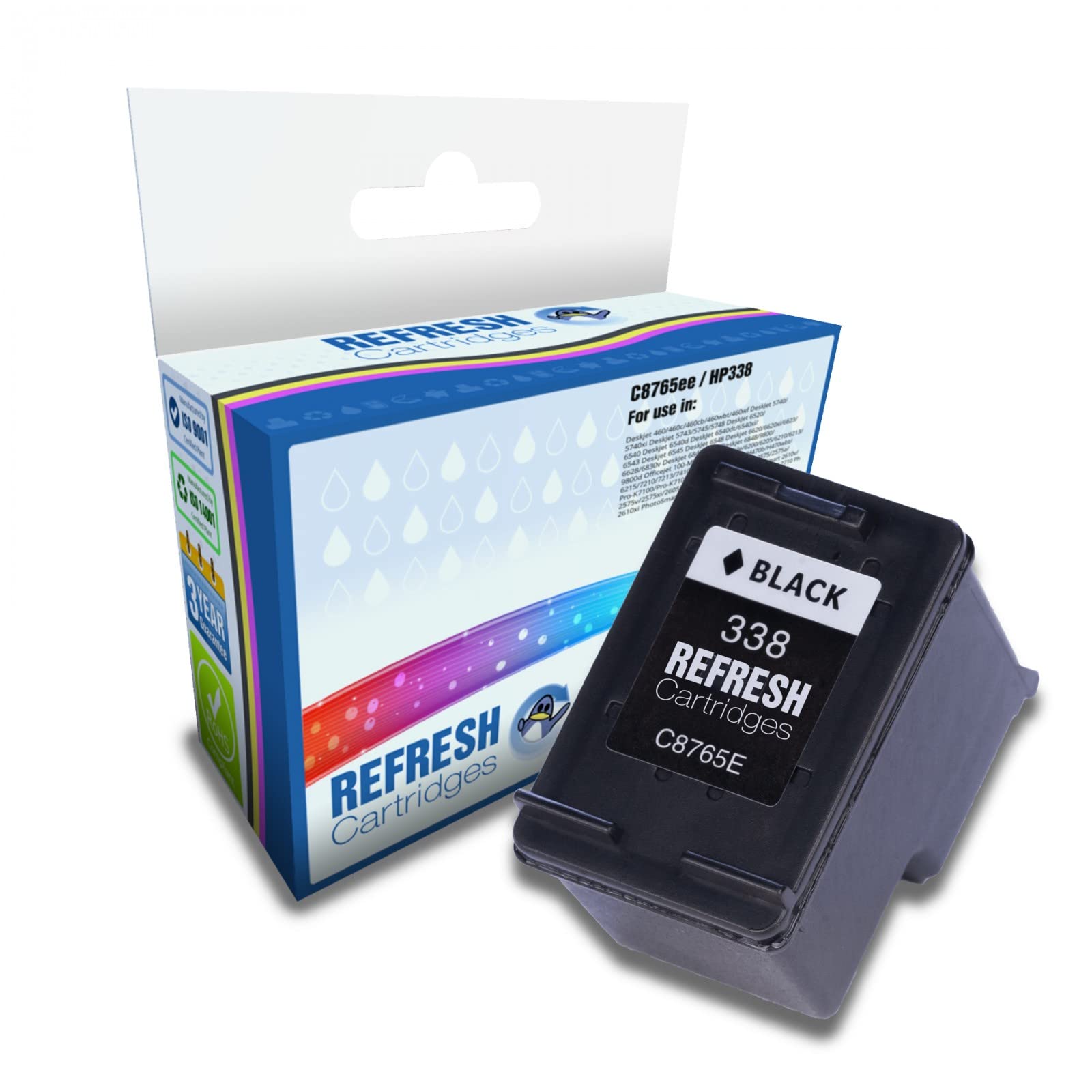 Refresh Cartridges Remanufactured Ink Cartridge Replacement for HP C8765ee / HP338 (Black)