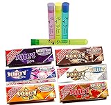Juicy Jay's Mixed 1 1/4 Flavored Cigarette Rolling Papers Variety Pack (32 Pack x 6 = 192 Papers) | Bundle with 4 Koala Doob Tubes - Sweet Treats Flavor
