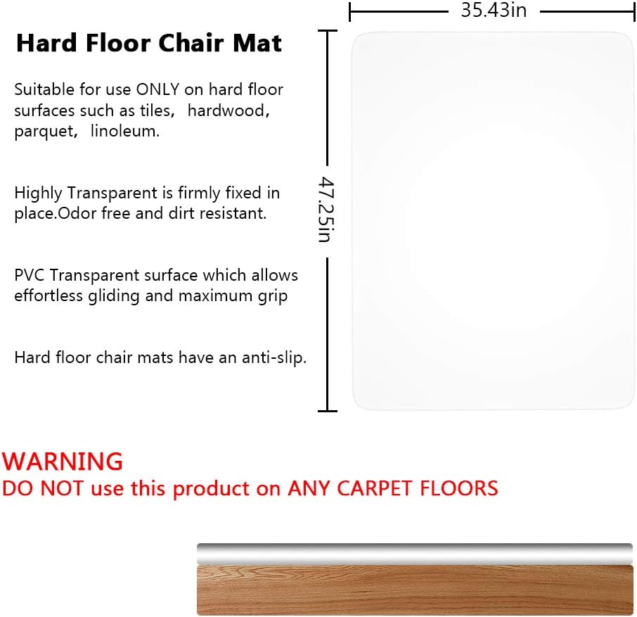 TOMIR Hard Floor Chair Mats,Floor Desk Mat,Office Chair Mat for Hardwood Floor, 48" x 36": Kitchen & Dining