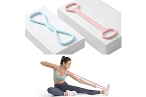 Azzorika 2 PCS Resistance Bands for Exercise with Handles, Figure 8 Silicone Elastic Fitness Resistance Bands Set for Women M