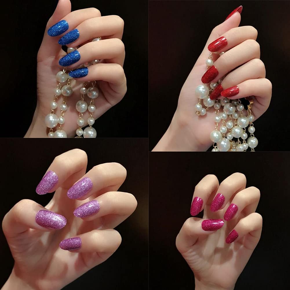 12 Sheets Glitter Nail Wraps Nail Polish Strips Solid Color Nail Polish Stickers Shine Full Wrap Nail Polish Decals Self Adhesive Nail Art Polish Stickers for Women Girls Manicure Tips Decor - Image 6