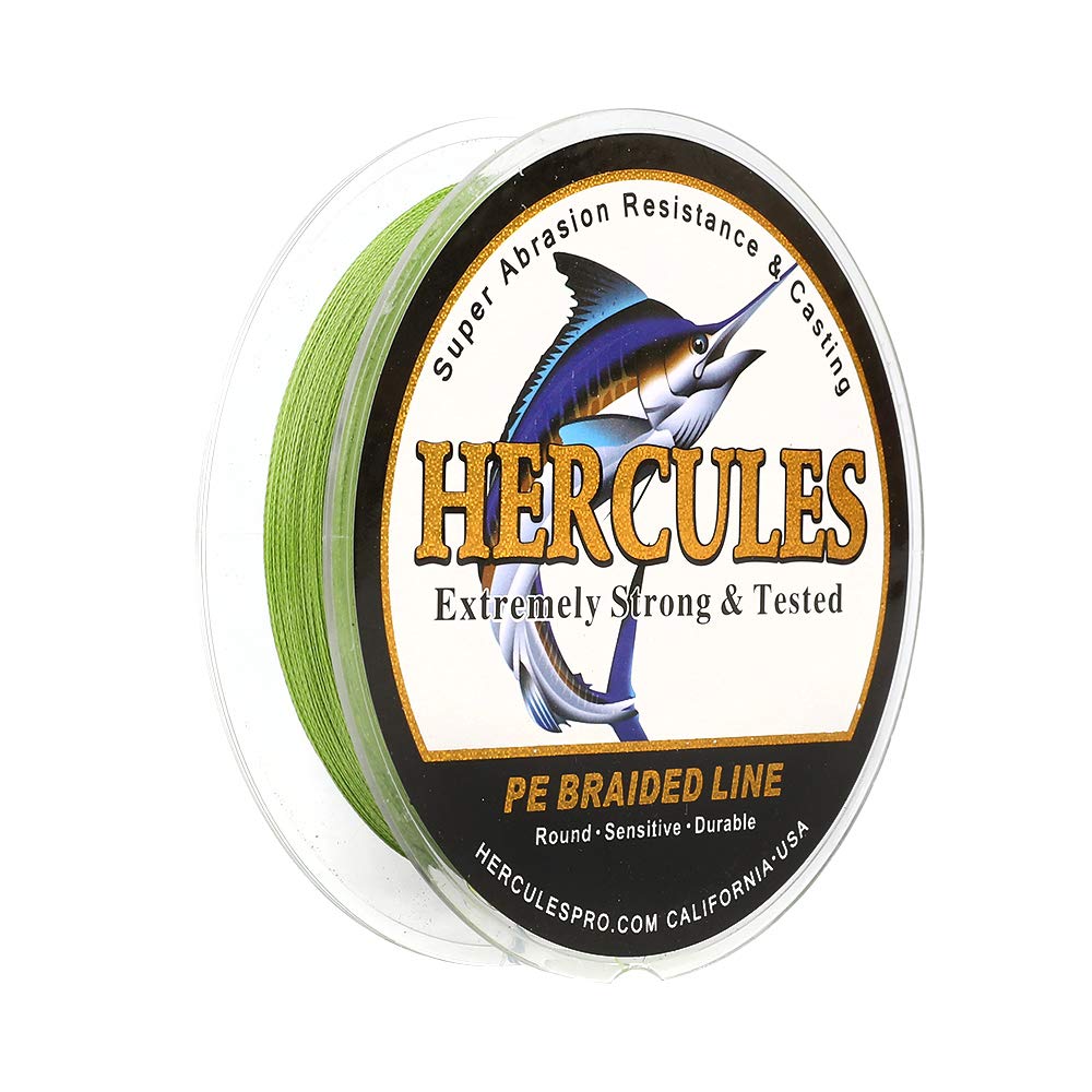 HERCULES Braided Fishing Line 300m 328yds 6lbs-100lbs Pe Superline 4 Strands (Army Green 50lb/22.7kg 0.37mm) — image 1