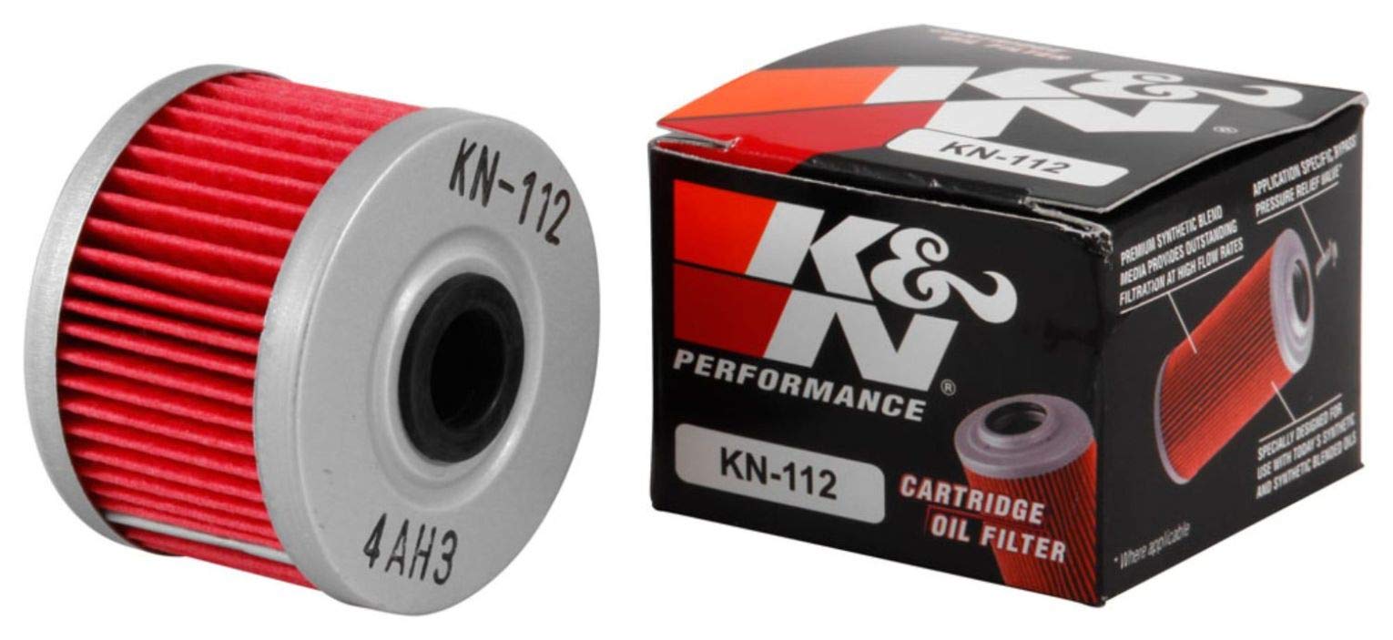 K&N Motorcycle Oil Filter: High Performance, Premium, Designed to be used with Synthetic or Conventional Oils: Fits Select Honda, Kawasaki Motorcycle Models, KN-112, red