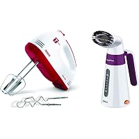 Inalsa Hand Mixer Easy Mix-200W with 7 Speed Control& Detachable Stainless-Steel Finish Beater & Wh & Garment Steamer Handy Steam-600W with Detachable Fabric Brush & 120ml Capacity, White/Purple Combo