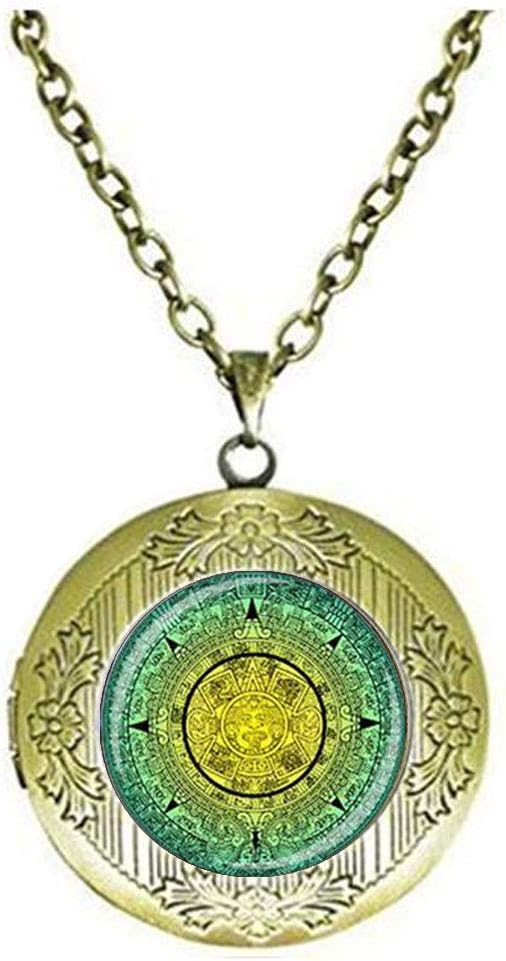 Aztec Mayan Calendag Charm Locket Necklace Mayan Calendar Jewelry Aztec Calendar Jewelry Aztec Jewelry Mayan Jewelry Gift Amazon Co Uk Kitchen Home