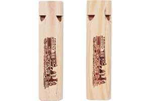 Fartime 2PCS Wooden Train Whistle-2Tones 5.75" Length-Wood Train Whistle for Kids,Stocking Stuffers,Train Party Favors,Noisemakers,Theme Birthday Decorations,etc.