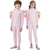 WOWENY Unisex Kids Thermal Underwear Fleece Lined Long Johns Set Winter Base Layer for Skiing Top Bottom Warm Set Boys Girls