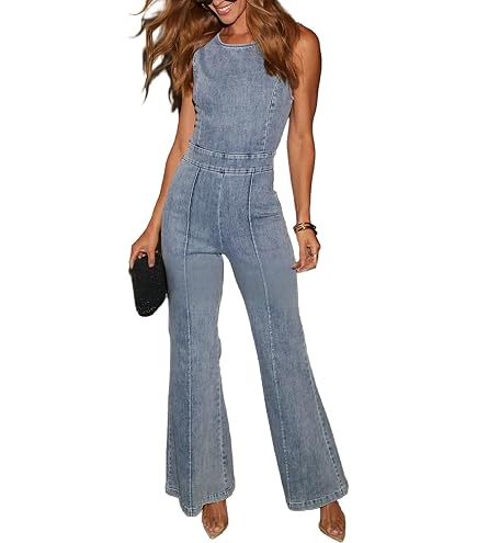 Amazon.com: SEMATOMALA Women's Denim Jumpsuit with Heart Cutout