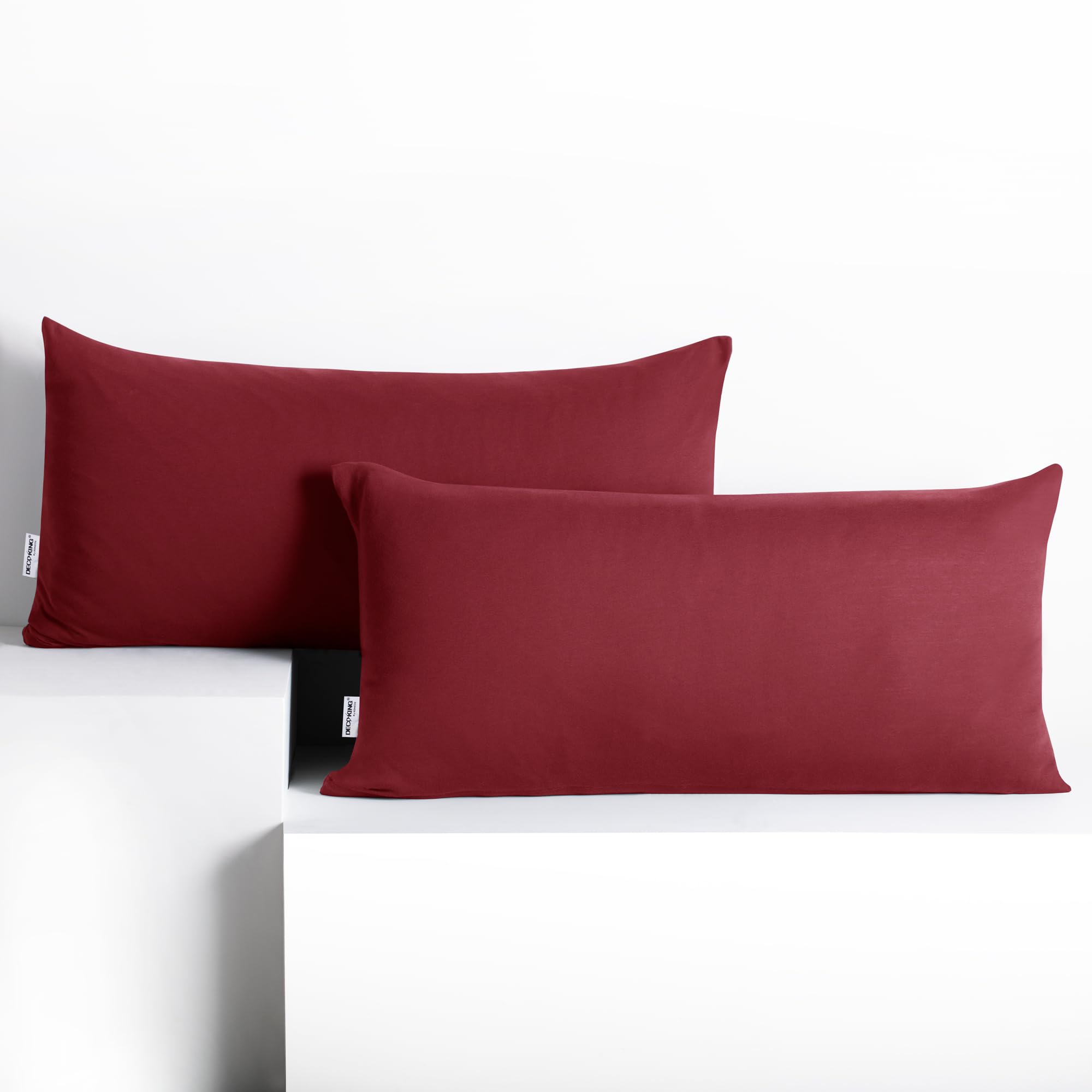 DecoKing 2 Pillowcases 40 x 80 cm Jersey 100% Combed Cotton Zip Bordeaux Amber — image 1