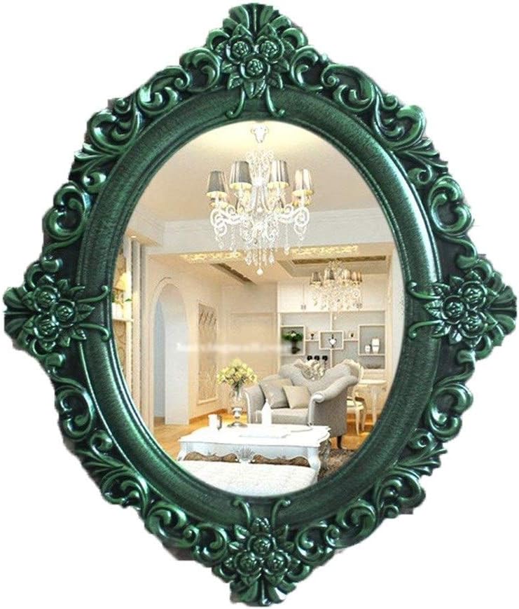 Amazon Com Wall Mirror Decorative Antique Wall Mounted Vintage Style Bathroom Mirror Antique Princess Decor Solid Wood Framed Vanity Mirror Color Green Home Kitchen