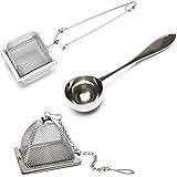 VAHDAM, Set di 2 infusori e 1 cucchiaino da tè |100% acciaio inossidabile | 2 infusore tè e cucchiaini da caffè | infusore tisana | filtro per tisane | infusore te | infusore the | tea strainer
