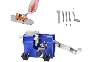 Klampero Portable Hand Crank Chainsaw Chain Sharpener Set, 3 Coarse+1 Fine Heads, for Chain & Electric Saws, Household Tool (