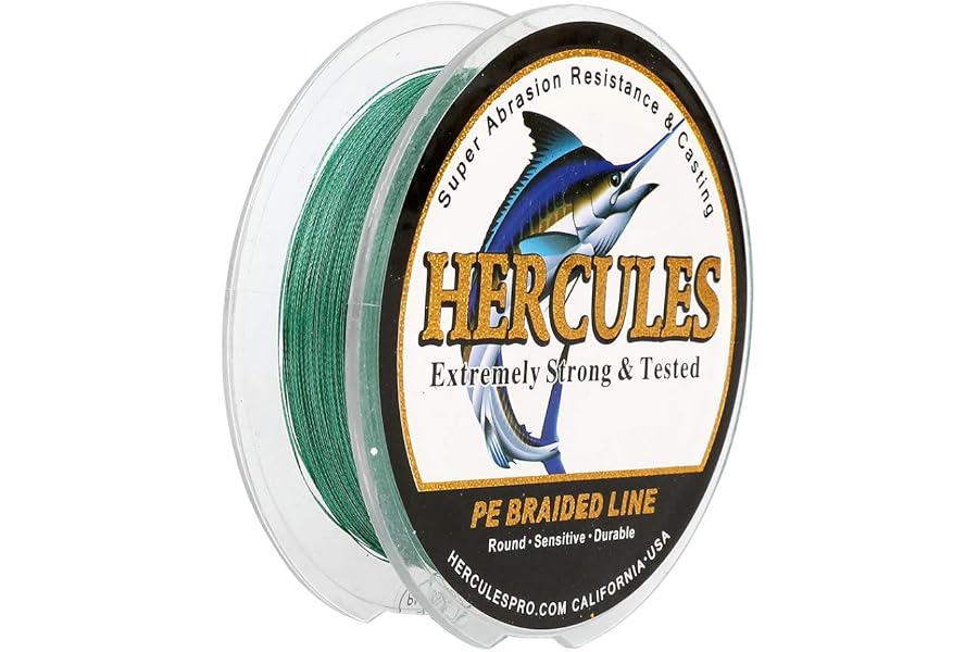 HERCULES Cost-Effective Super Strong 4 Strands Braided Fishing Line 6LB to 100LB Test for Salt-Water, 109/328 / 547/1094 Yards (100M / 300M / 500M / 1000M), Diam# 0.08MM - 0.55MM, Hi-Grade