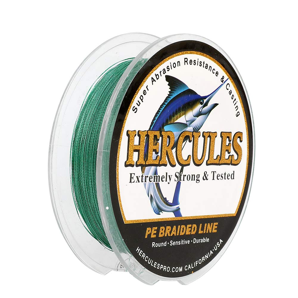Hercules Super Strong 500M 547 Yards Braided Fishing Line 10 LB Test for Saltwater Freshwater PE Braid Fish Lines 4 Strands - Green, 10LB (4.5KG), 0.12MM — image 1