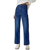 KDF Straight Leg Jeans for Women High Waisted Jeans Frayed Baggy Pants Raw Hem Loose Stretchy Cropped Wide Leg Jeans