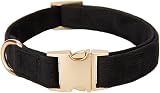 YUDOTE Ultra-soft Cotton Corduroy Dog Collar Large Black