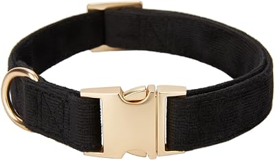 YUDOTE Ultra-soft Cotton Corduroy Dog Collar Large Black