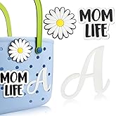 CONLI 3 PCS Letter Charms Compatible with Bogg Bag, Insert Letter Decorative Accessories for Rubber Beach Tote Bag, Floral Accessories Charm Compatible with Beach Handbag