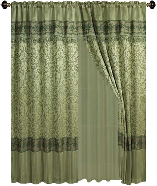 Amazon Com Dhadoul Luxury Jacquard Curtains Sage Green Window