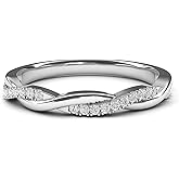 Sterling Silver 2.5mm Petite Twisted Vine Moissanite or Simulated Diamond Ring Wedding Band Matching Ring