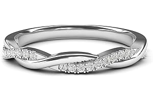 THELANDA Sterling Silver 2.5mm Petite Twisted Vine Moissanite or Simulated Diamond Ring Wedding Band Matching Ring