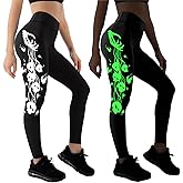 Women Funny Pattern Stretch Halloween Long Pants Skull Print Halloween Leggings Tights Slim Cosplay Party Leggings