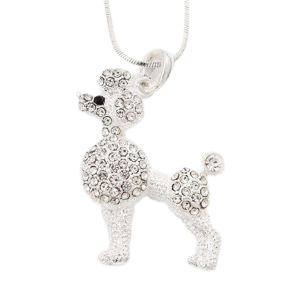 Avalaya Clear Crystal Poodle Pendant Necklace/Silver Plated Metal/ 42cm L